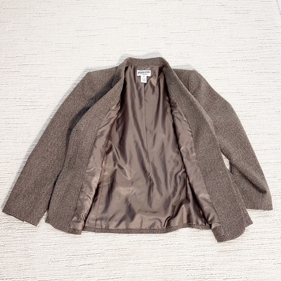 PENDLETON Women’s 16P Taupe Blazer Herringbone Lambswool Equestrian Academia - Picture 5 of 12